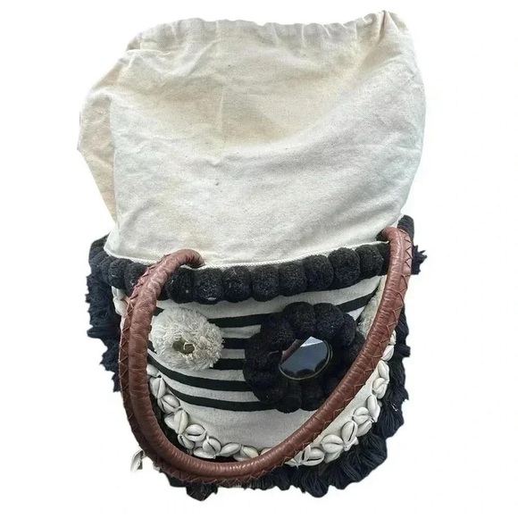 Figue Bardot Raj Palace Tuk Tuk Tote Shell Embellished Boho Beach Bag - Picture 11 of 15